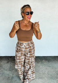 PLAID BEHAVIOR WIDE LEG PANTS
