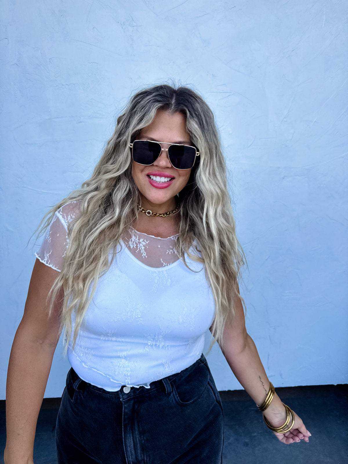 ALLE SHORT SLEEVE LACE TOP