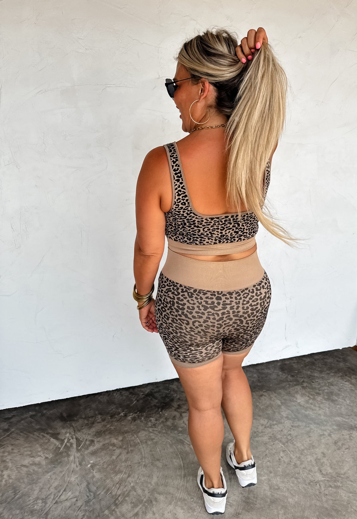 CHEETAH BRA & BIKER SHORT SET