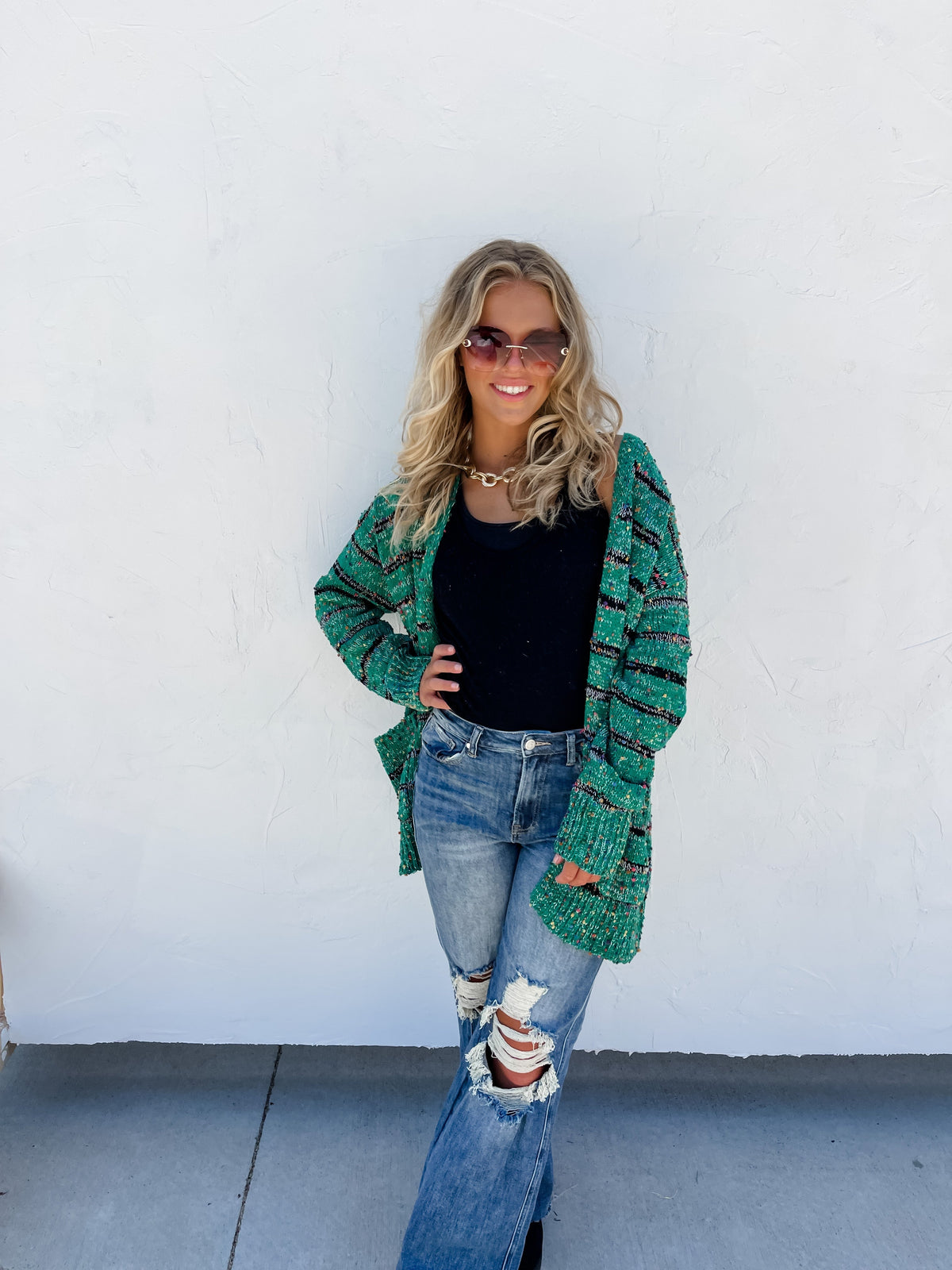 STRIPE MILEY DOT CARDIGAN