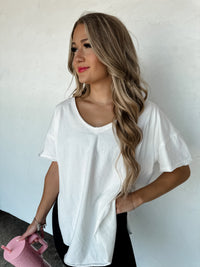 JOEY VNECK WASHED COTTON BOYFRIEND TEE