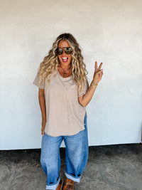 JOEY VNECK WASHED COTTON BOYFRIEND TEE