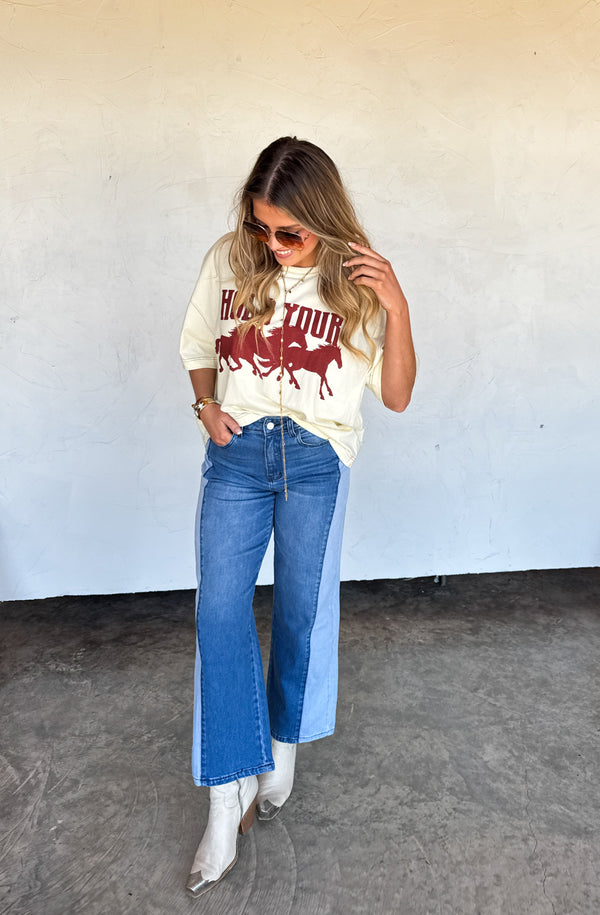 TWO TONE DENIM JEANS