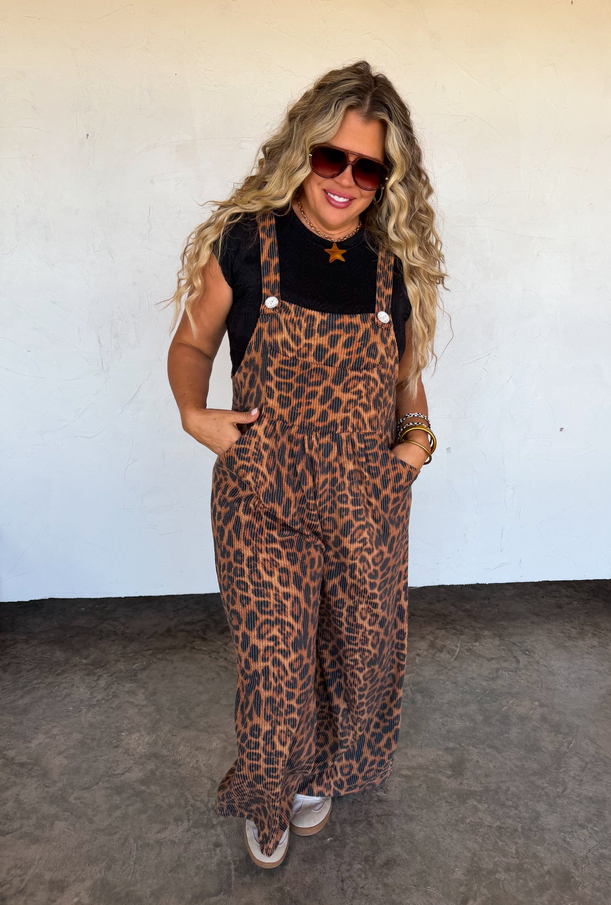 CHEETAH KARLI BOHO OVERALLS