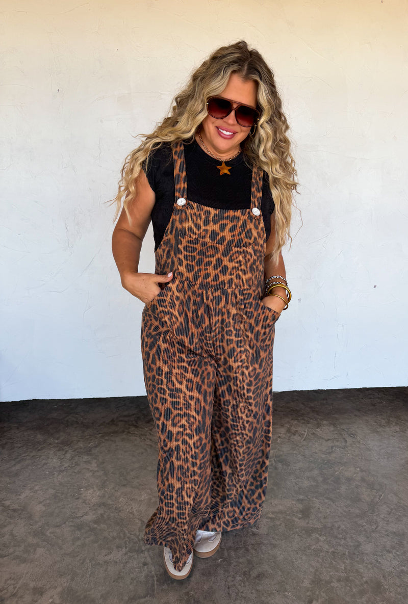 CHEETAH KARLI BOHO OVERALLS