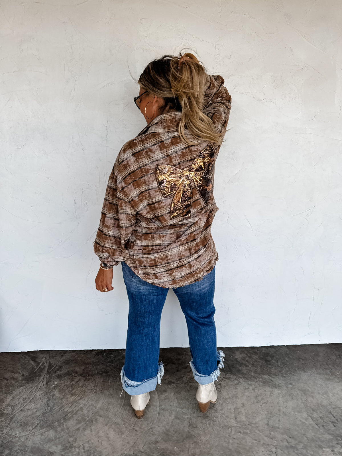 JUNIPER BLEACHED PLAID TOP