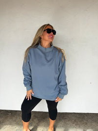 SPRING MOCK NECK POCKET PULLOVER