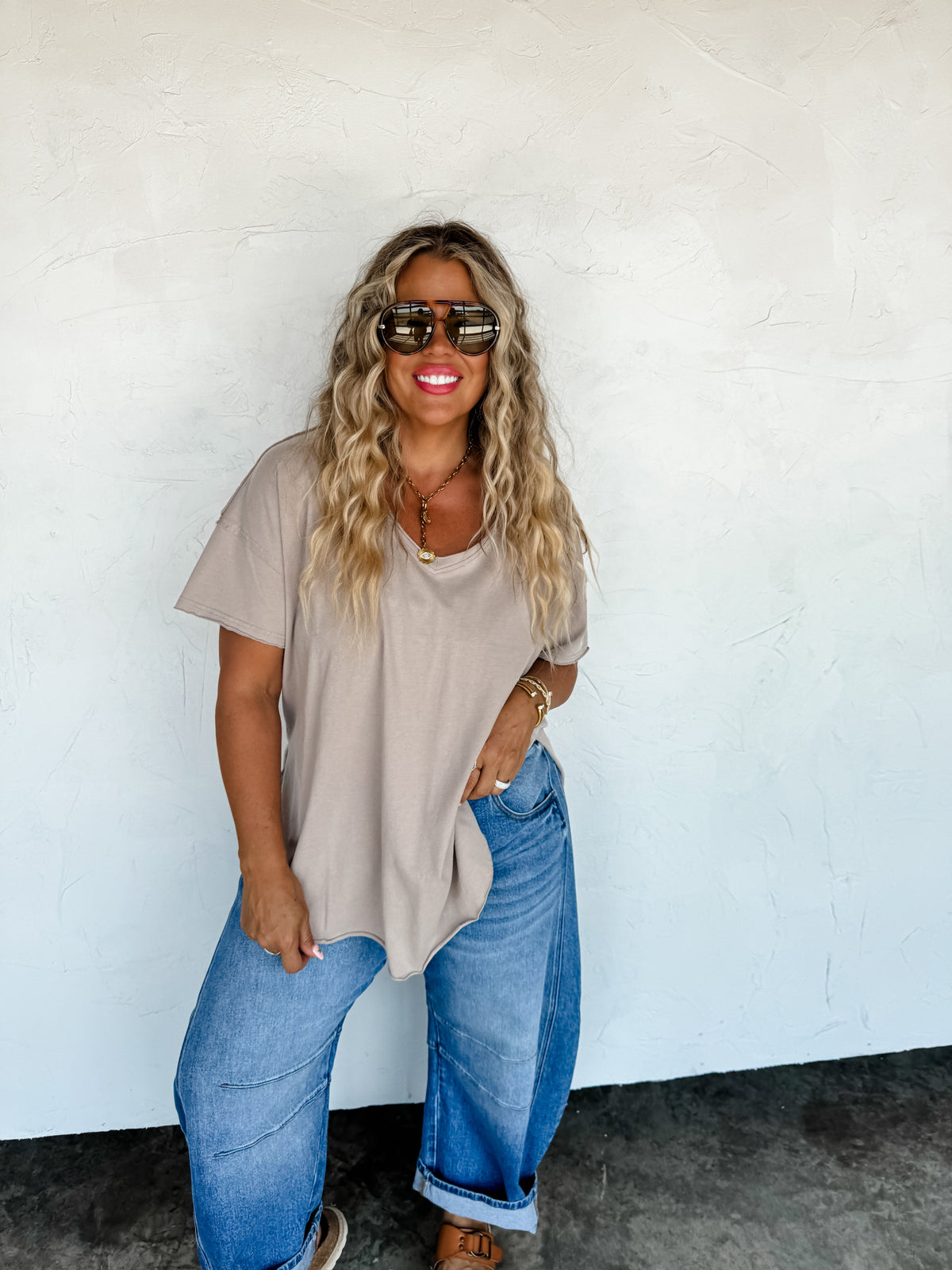 JOEY VNECK WASHED COTTON BOYFRIEND TEE