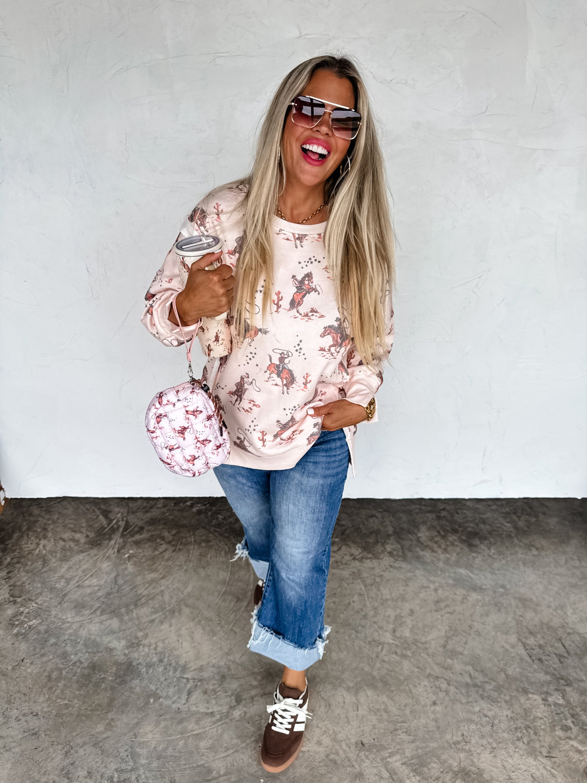 FLORAL & COWBOY MINI PUFF CLUTCH BAG
