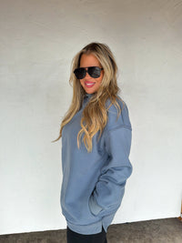 SPRING MOCK NECK POCKET PULLOVER