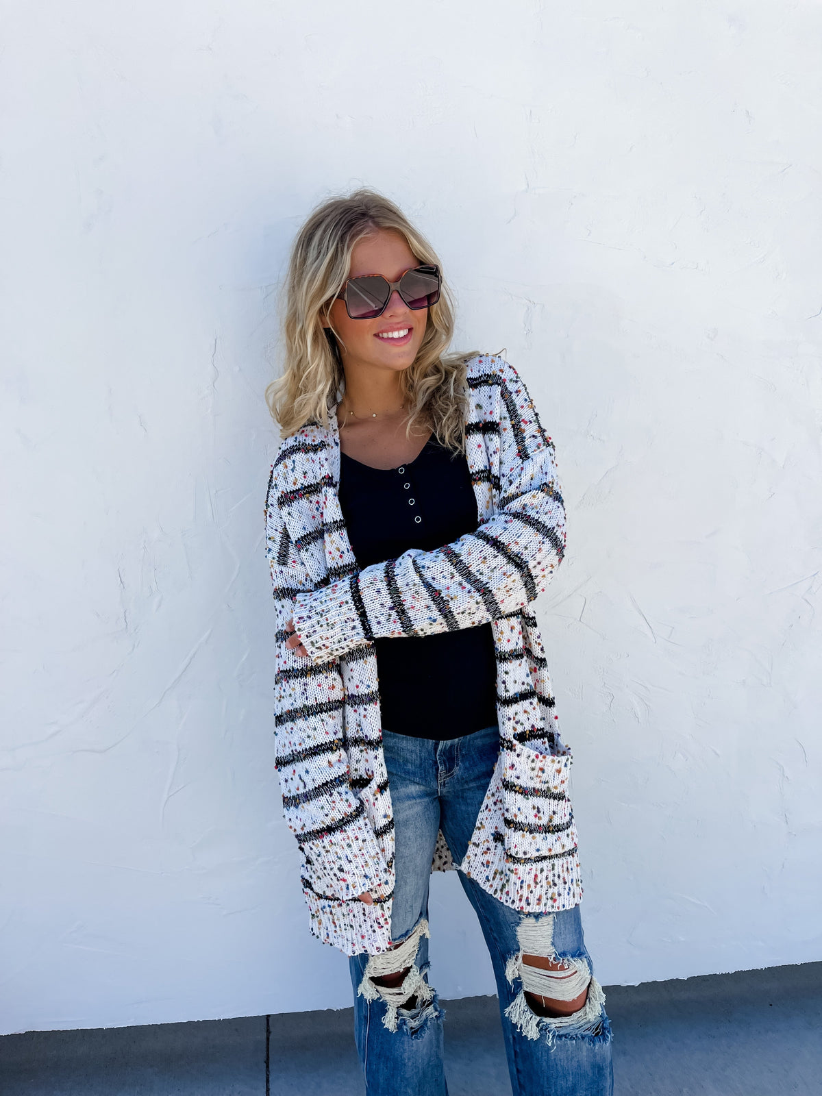 STRIPE MILEY DOT CARDIGAN