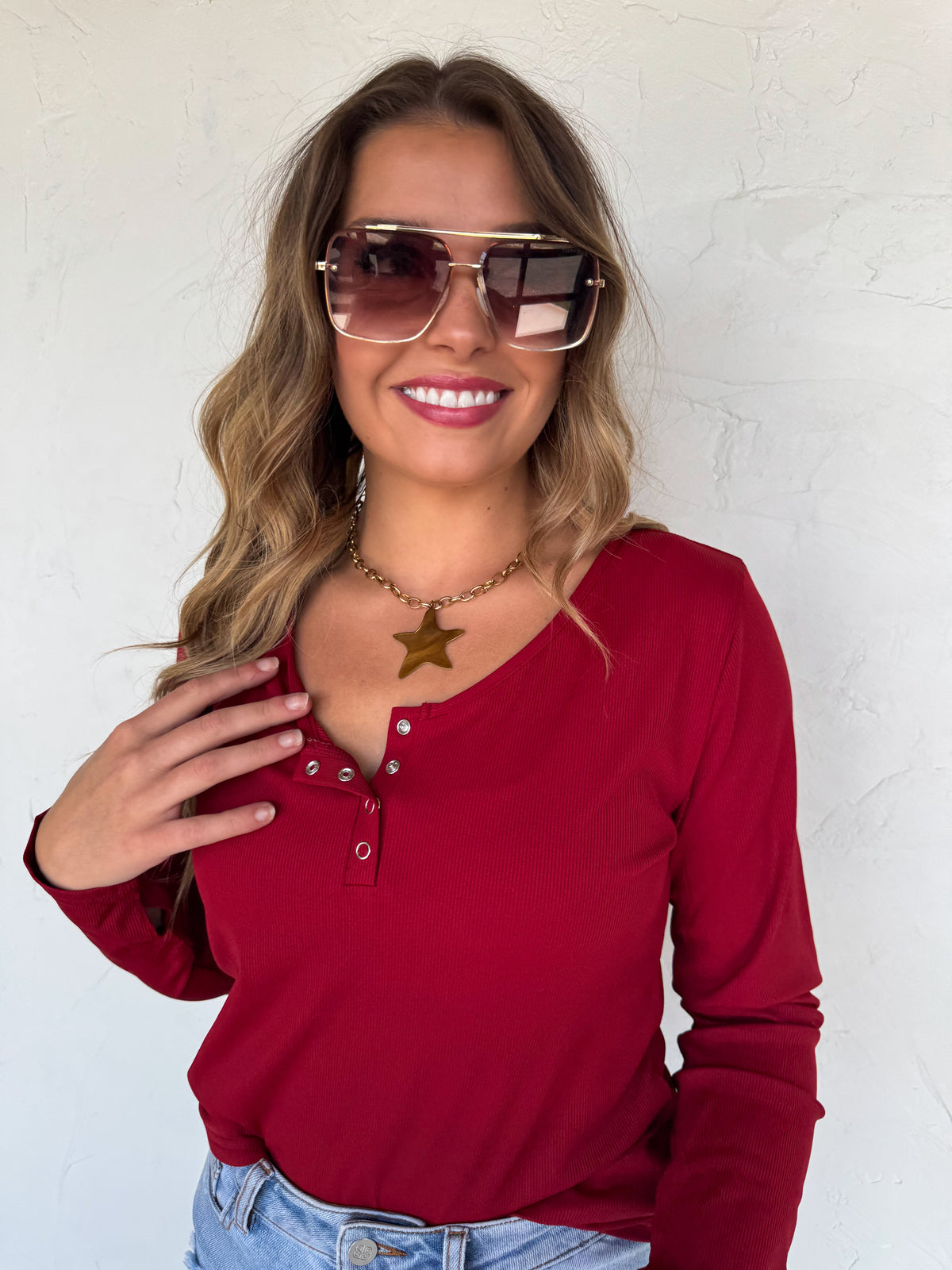 FALL BROOKLYN SNAP HENLEY TOP