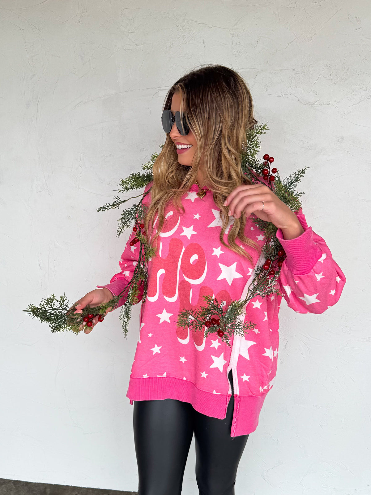 MERRY & HO HO HO CLASSIC CREW PULLOVER