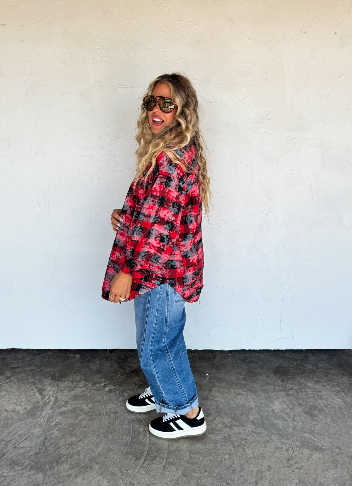 JUNIPER BLEACHED PLAID TOP