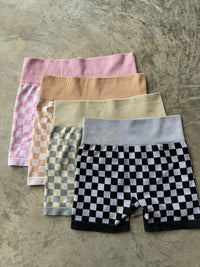 CHECKER BRA & BIKER SHORT SET
