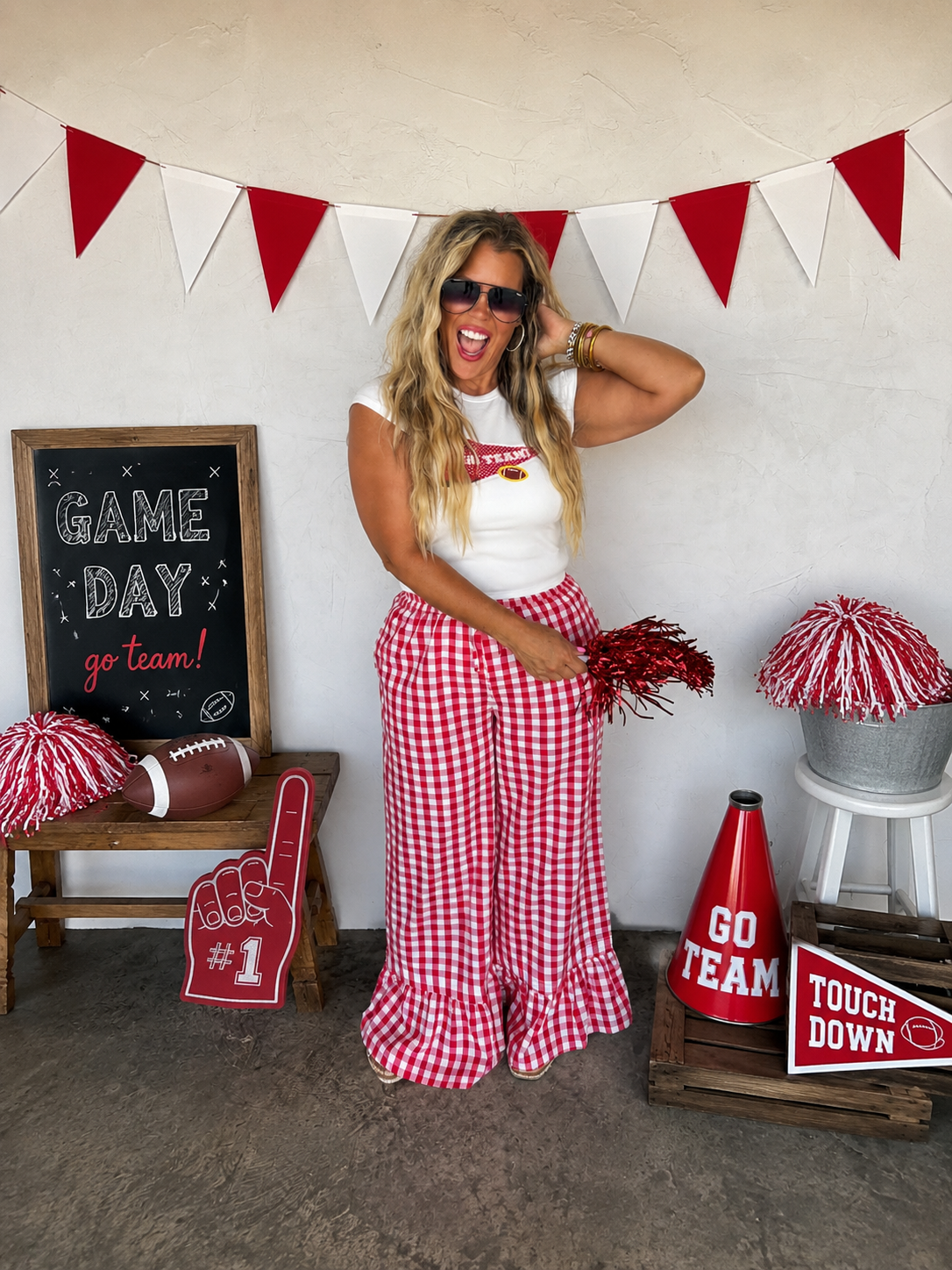 DIXIE GINGHAM RUFFLE PANTS