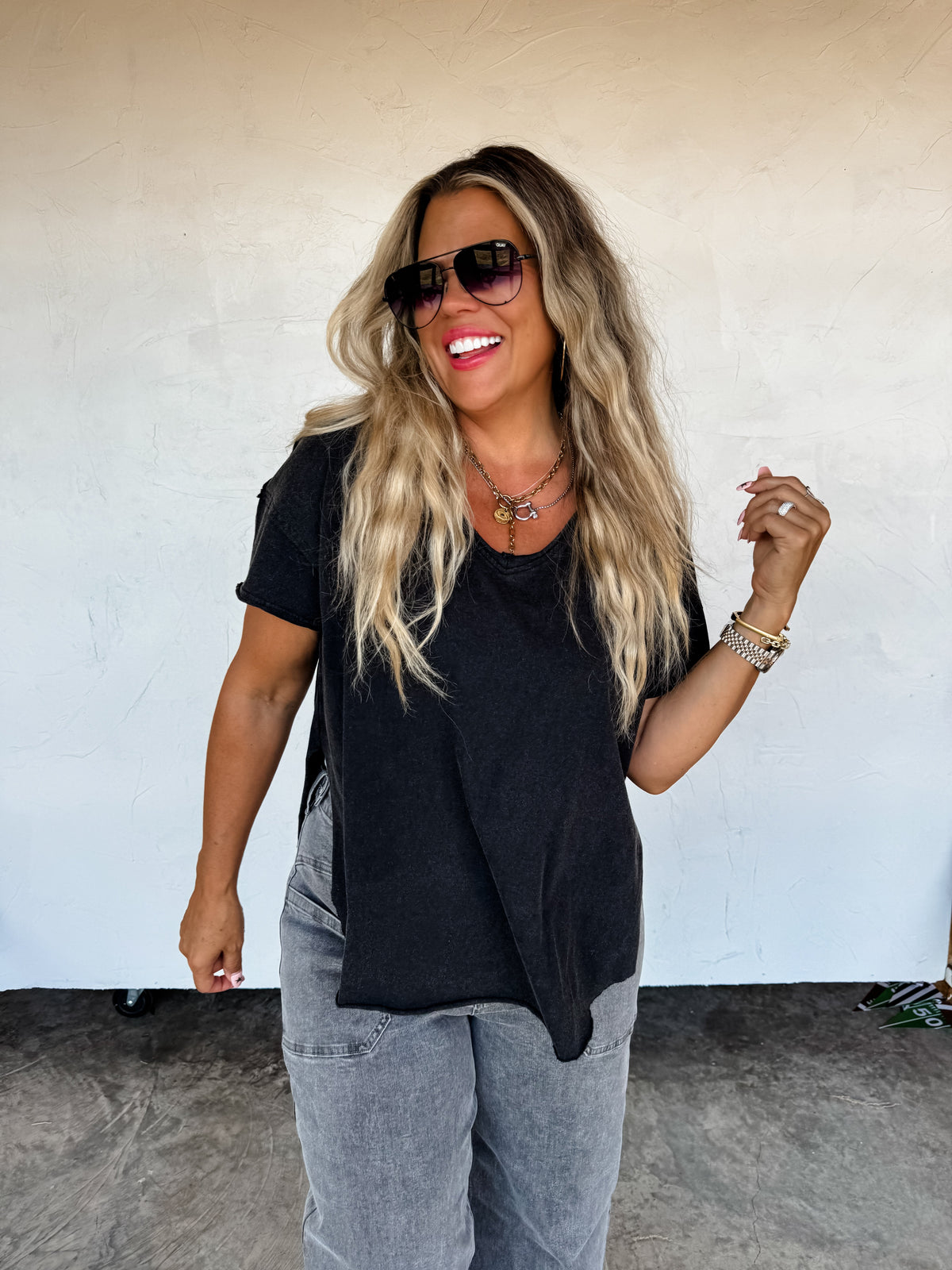 JOEY VNECK WASHED COTTON BOYFRIEND TEE