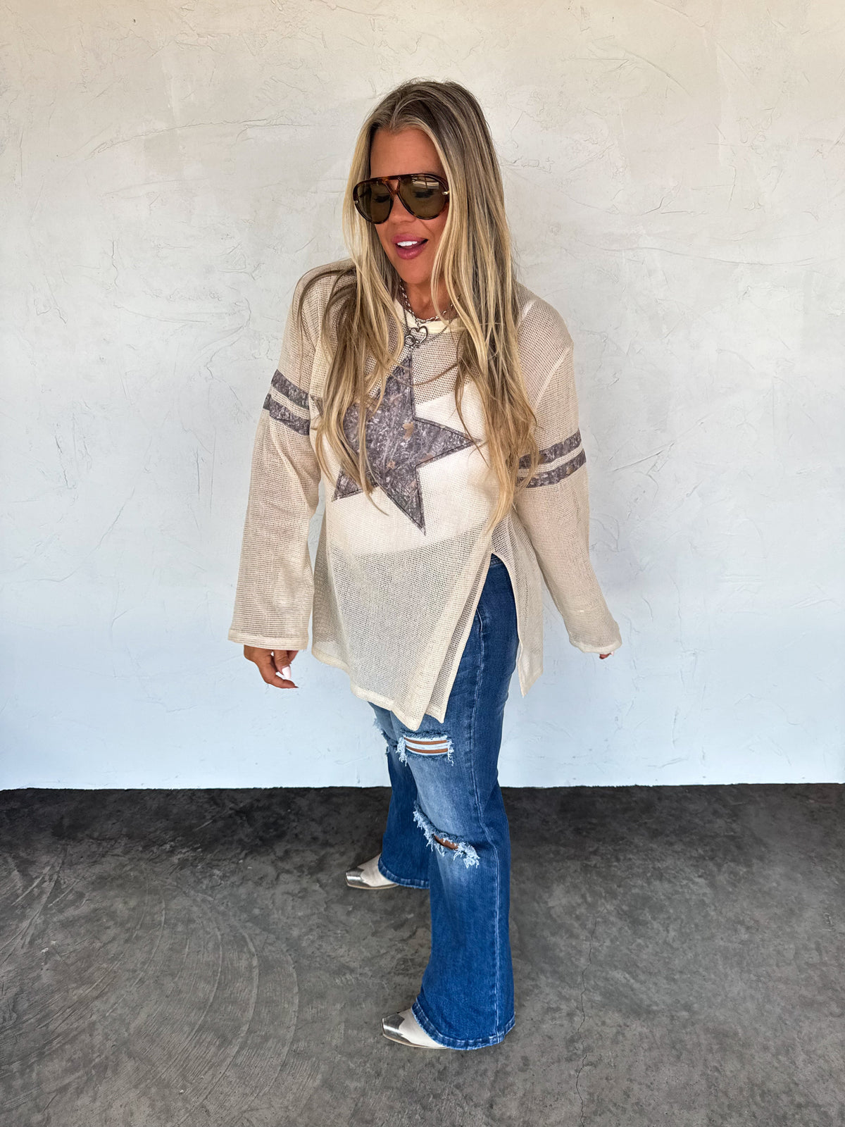 STAR MELLOW MESH COTTON TOP