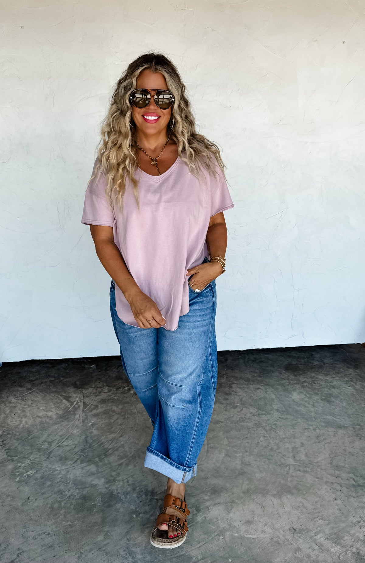 JOEY VNECK WASHED COTTON BOYFRIEND TEE