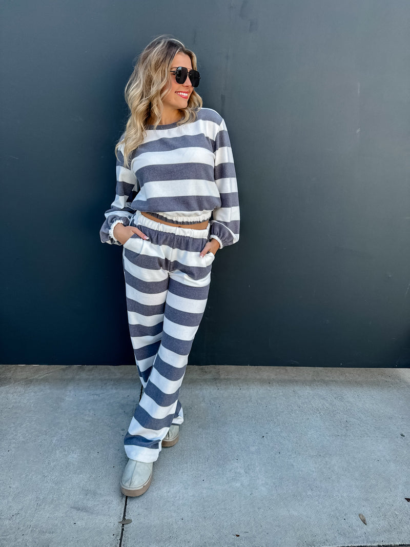 LET'S JUST LOUNGE STRIPE SET