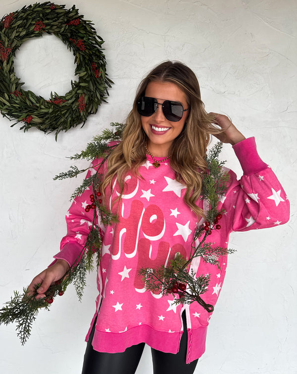 MERRY & HO HO HO CLASSIC CREW PULLOVER