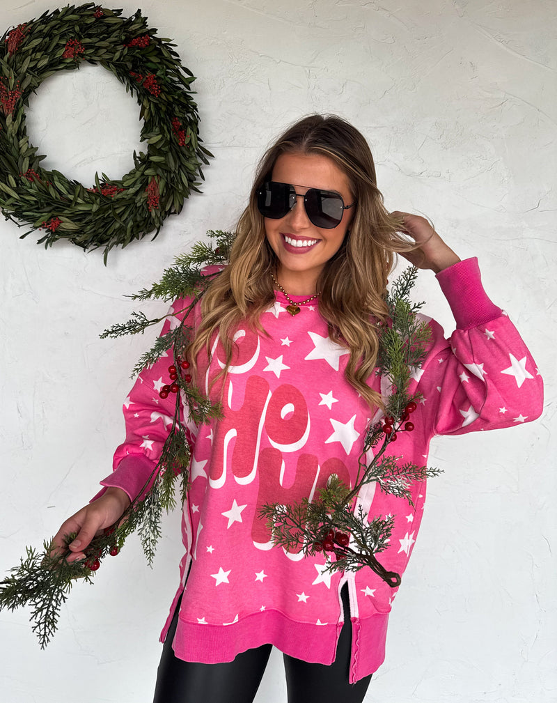 MERRY & HO HO HO CLASSIC CREW PULLOVER