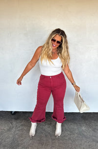 BURGUNDY URBAN NON DISTRSSED CROP JEAN