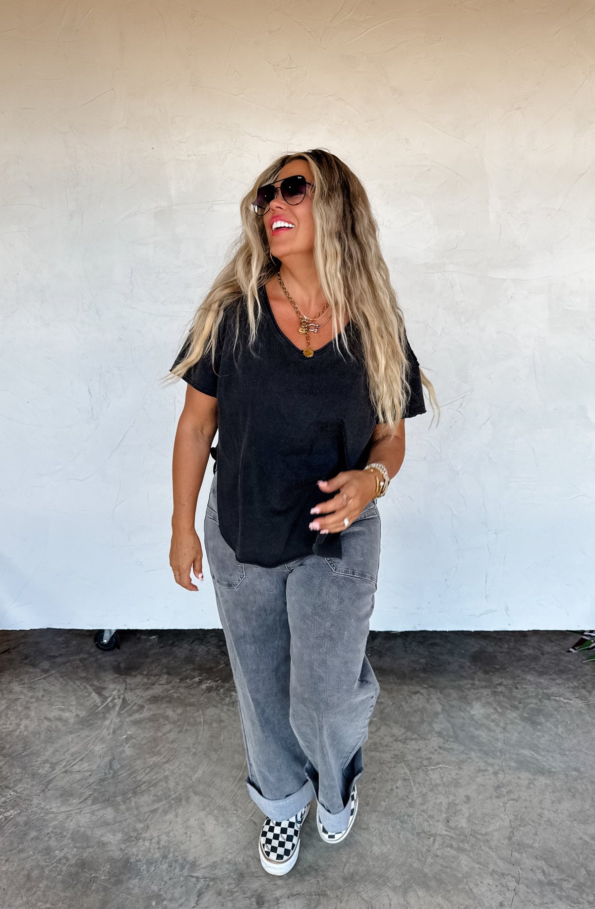 JOEY VNECK WASHED COTTON BOYFRIEND TEE