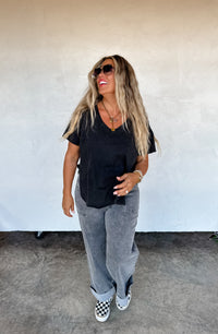 JOEY VNECK WASHED COTTON BOYFRIEND TEE