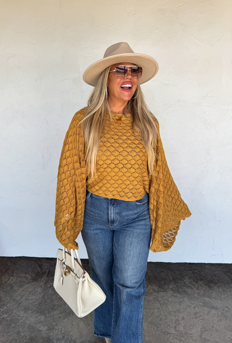 FALL COLORS FREE SPIRIT BELL SLEEVE TOP