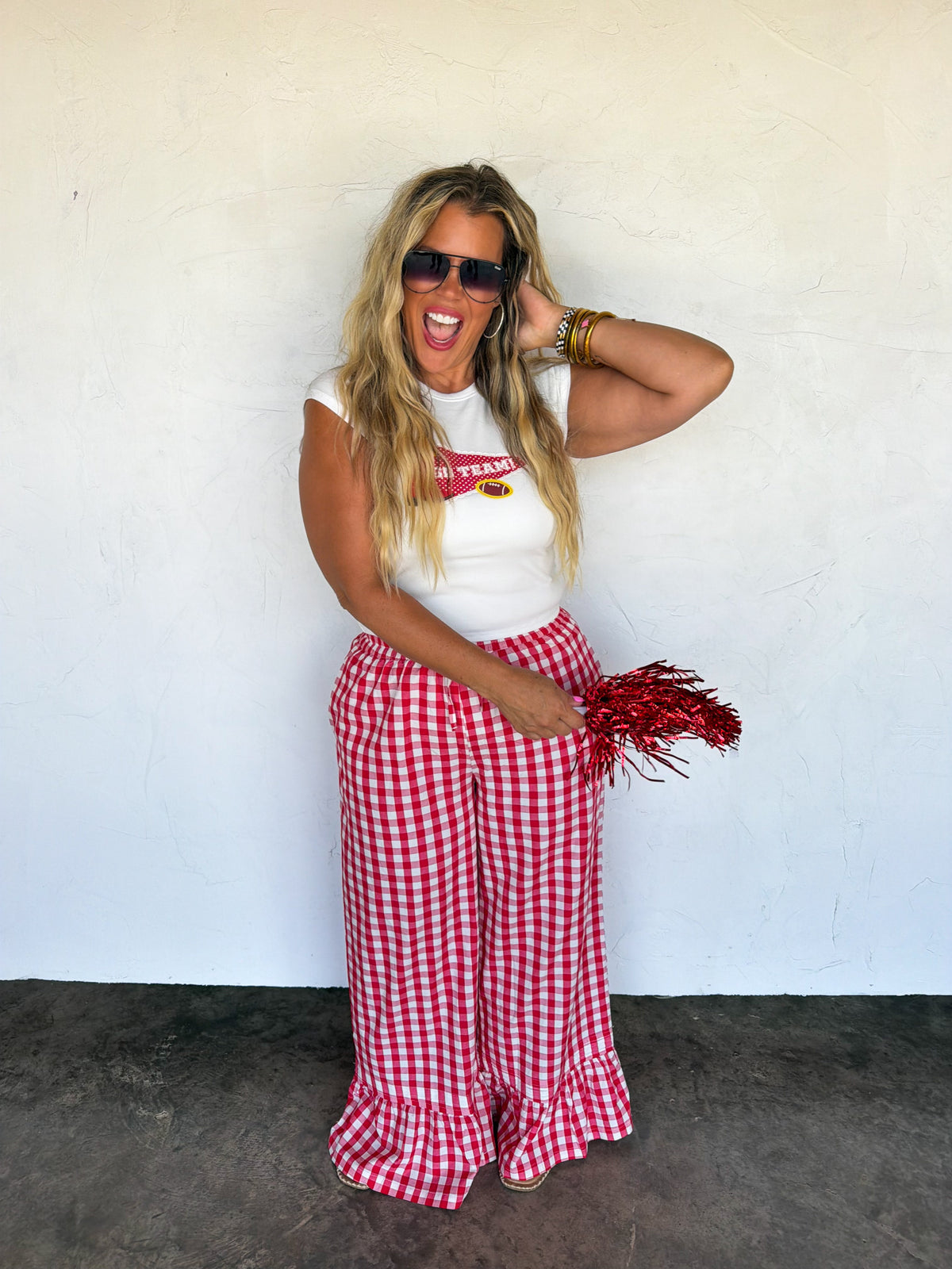 DIXIE GINGHAM RUFFLE PANTS