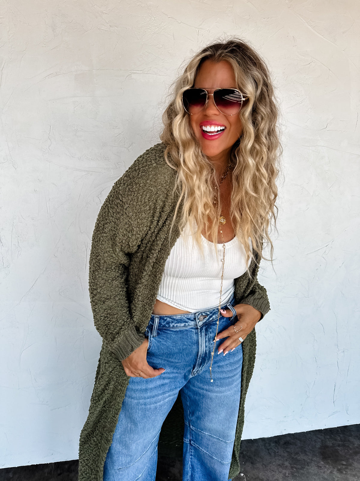 POPPY KNIT POPCORN CARDIGAN