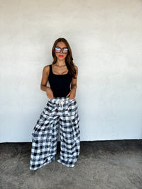 PLAID BEHAVIOR WIDE LEG PANTS