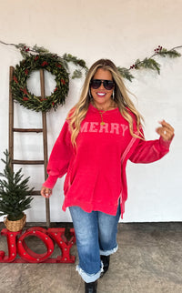 MERRY & HO HO HO CLASSIC CREW PULLOVER