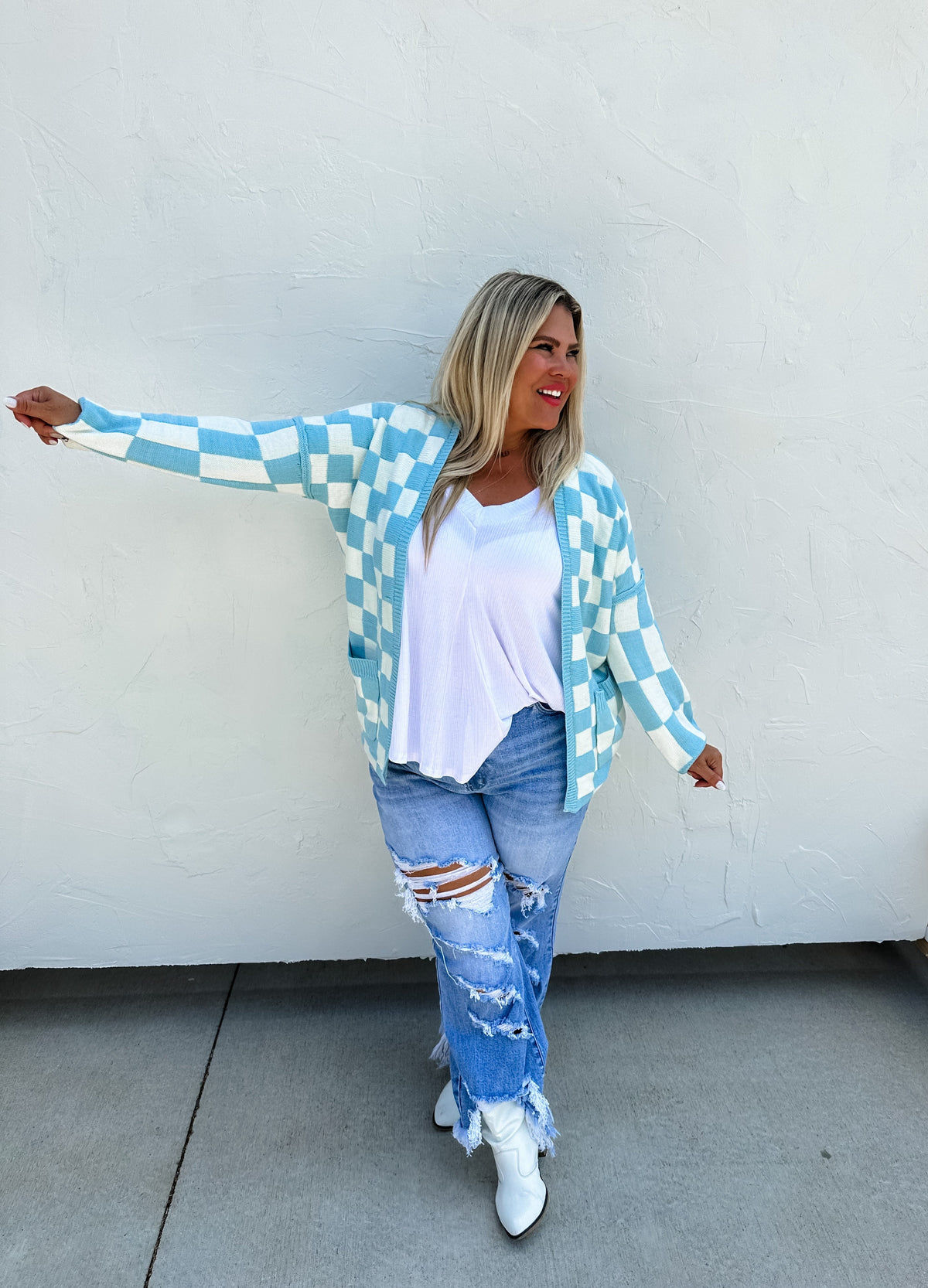 BEVERLY CHECKERED CARDIGAN