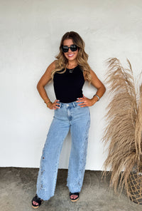 FLORAL CHARM WIDE LEG JEAN