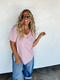 JOEY VNECK WASHED COTTON BOYFRIEND TEE