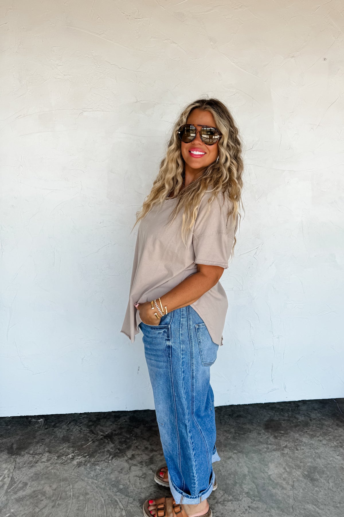 JOEY VNECK WASHED COTTON BOYFRIEND TEE