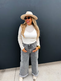 GREY CLOVER FRONT POCKET JEANS