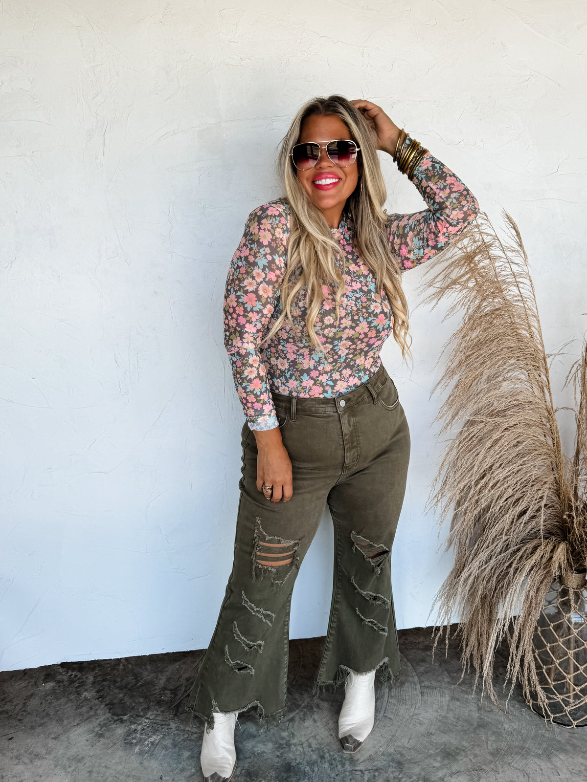 BOOTS & BLOOMS COLLECTION MESH TOPS