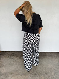 HADDIE  WIDE LEG CHECKER PANTS