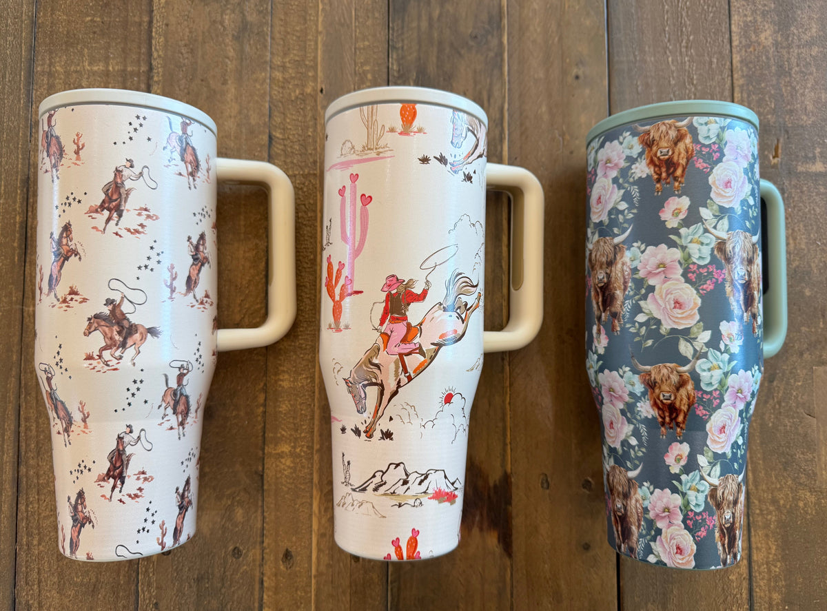 FLORAL & WESTERN STAINLESS STEEL TUMBLER