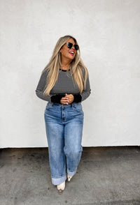 RAYNAA WAFFLE STRIPE TOP