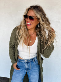 POPPY KNIT POPCORN CARDIGAN
