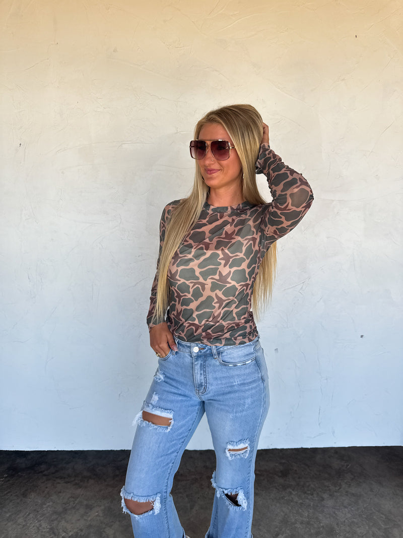 HUNTING DRESS IT UP MESH TOPS
