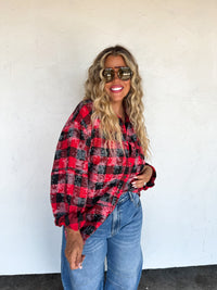 JUNIPER BLEACHED PLAID TOP