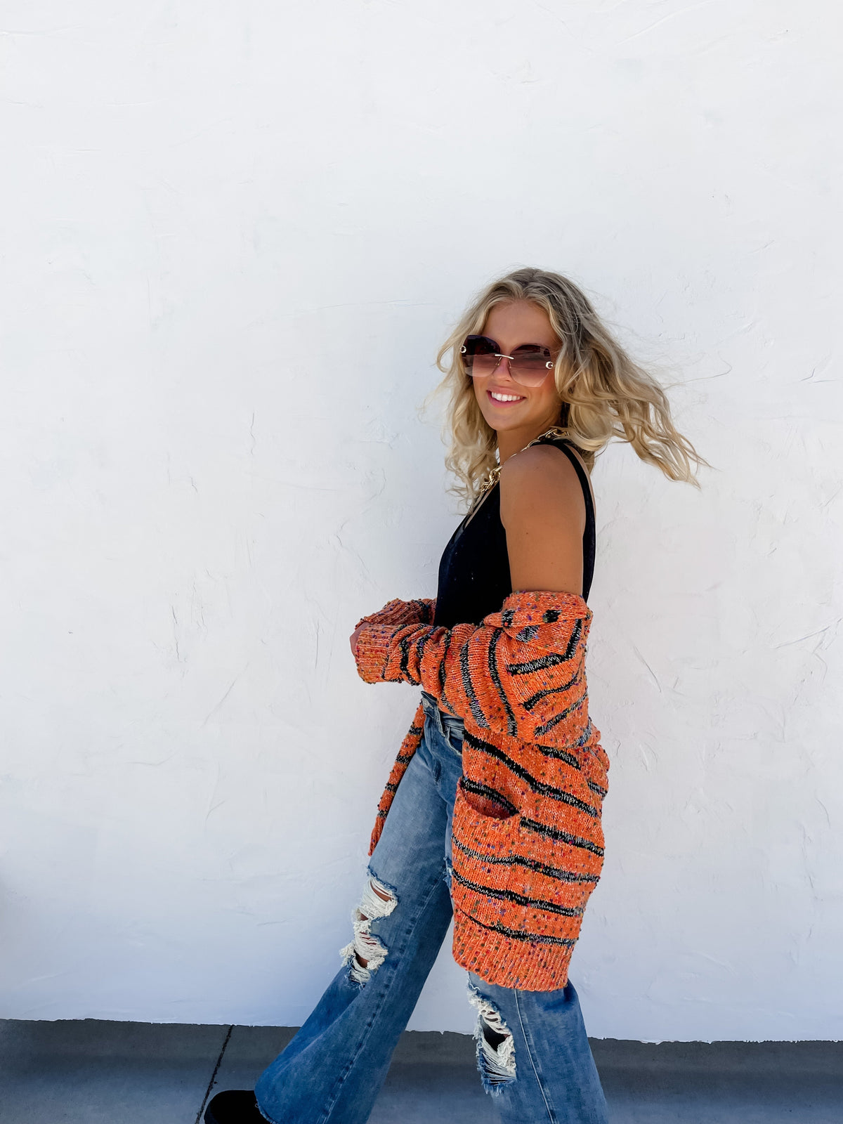 STRIPE MILEY DOT CARDIGAN