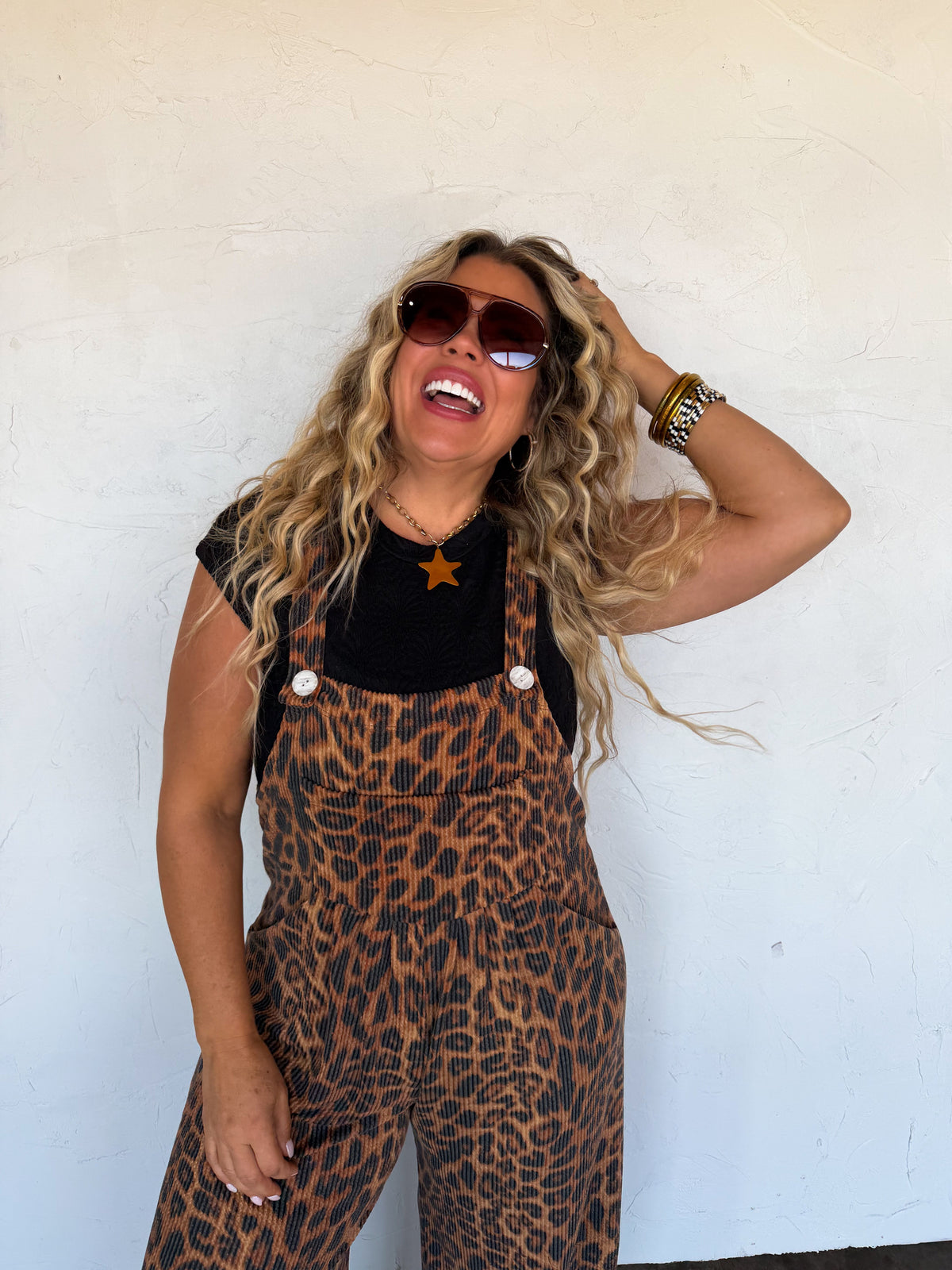 CHEETAH KARLI BOHO OVERALLS