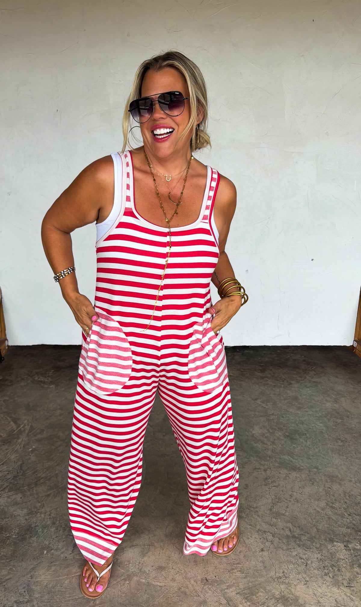 RICKI STRIPE TERRY ROMPER