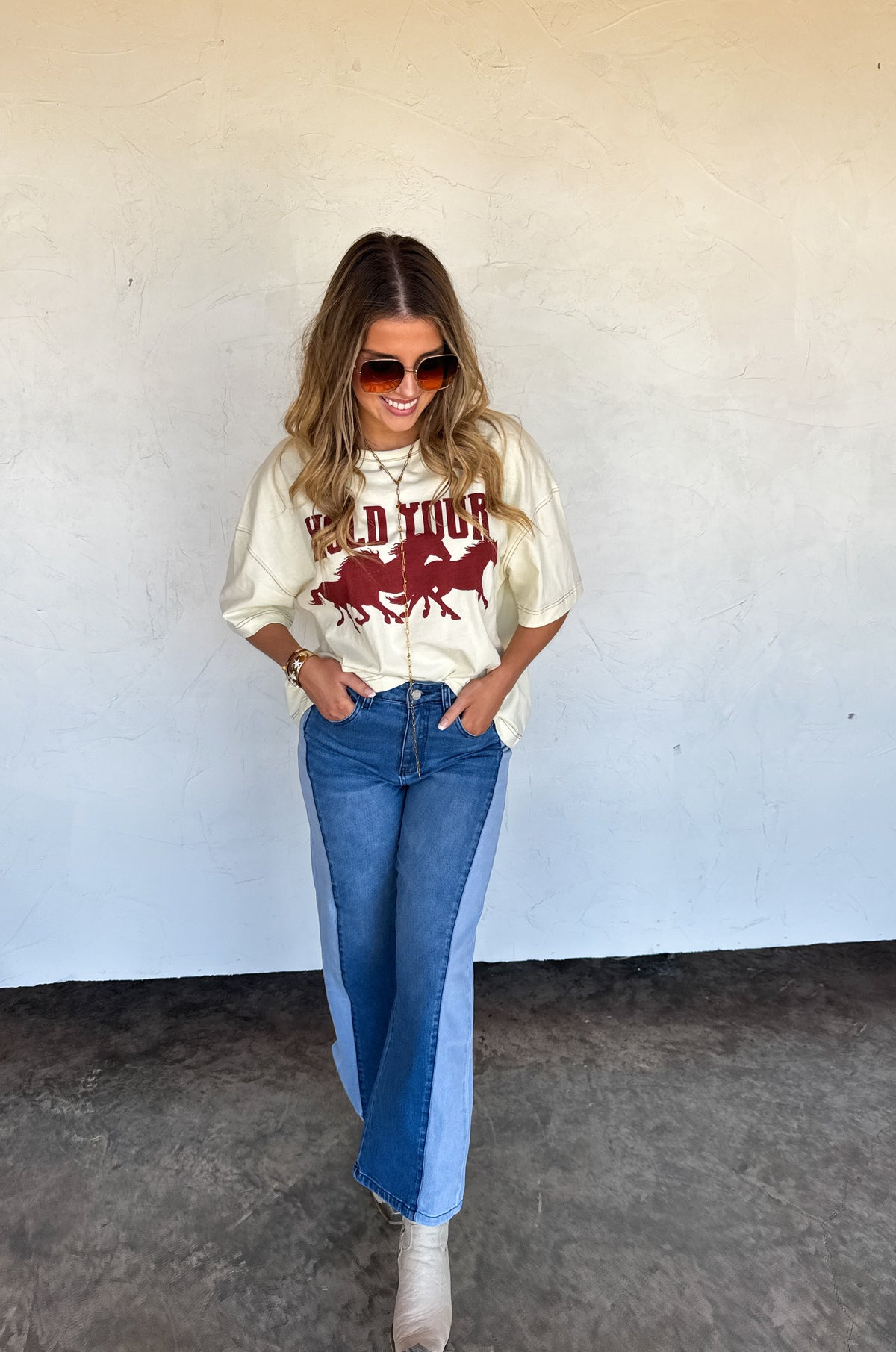 TWO TONE DENIM JEANS